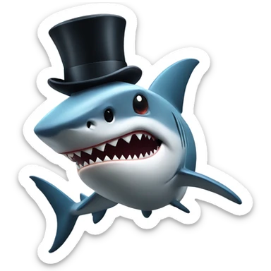Shark with a top hat sticker
