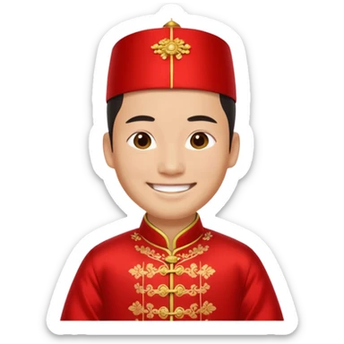 Chinese groom, traditional, culture of chinese, smiley on face. sticker