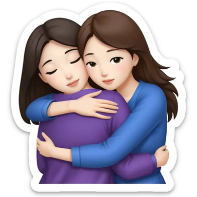 Hug between 3 brunette korean women  sticker