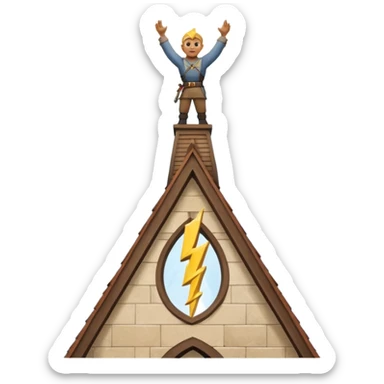 steeplejack man lightning strike on a church spire sticker