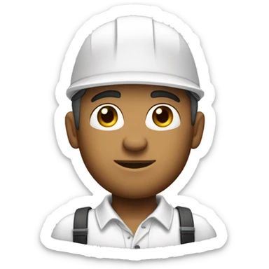 Arquitecto con casco blanco y camisa polo blanca piel blanca sticker