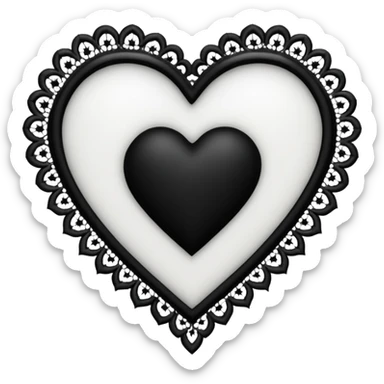 white goth heart with black gothic lace, ornate sticker
