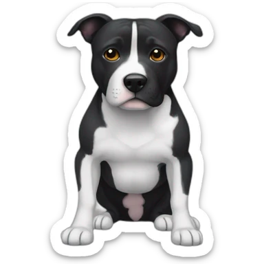 Staffi  noir avec des chaussettes blanche et les oreilles recoube sticker