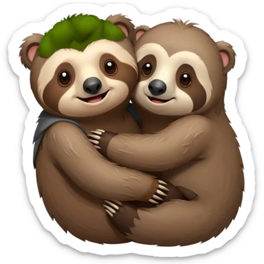 a sloth and a bear hugging sticker