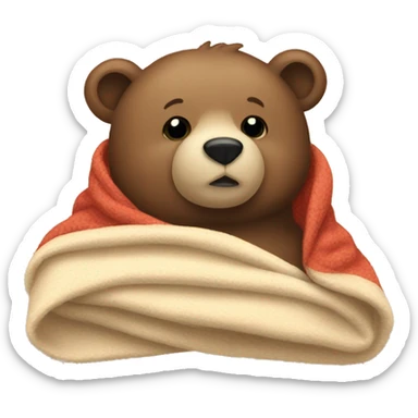 bear cozy in blanket sticker