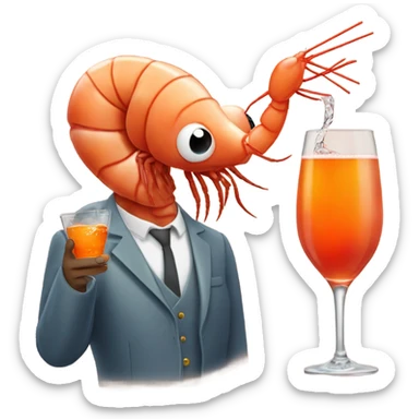 A shrimp drinking an aperol spritz sticker