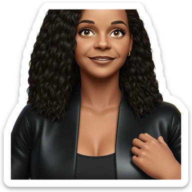 smiling girl in black jacket sticker