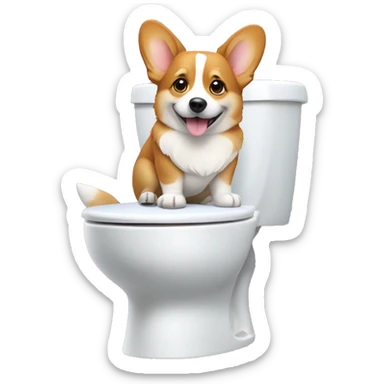 corgi sitting on a toilet  sticker
