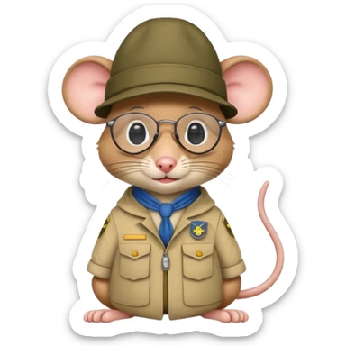 humaniod mice with a scout hat with glasses sticker