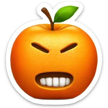 An orange murdering an Apple  sticker
