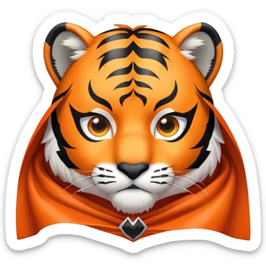 tiger face with superhero cape for Twitch emote sticker