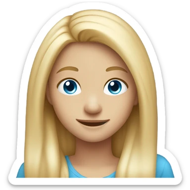 smiling girl with long blonde hair blue eyes  sticker