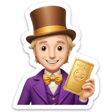 Wonka con un golden ticket sticker