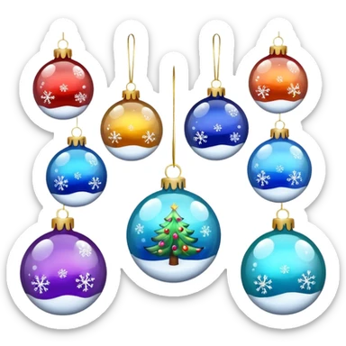 Christmas tree decorations snow sticker