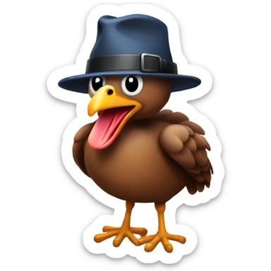Turkey with fedora hat sticker