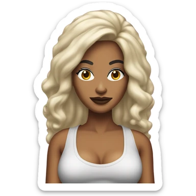 Tanned woman with long black hair dressed in 1990s hip hop hair, makeup, and attire  sticker