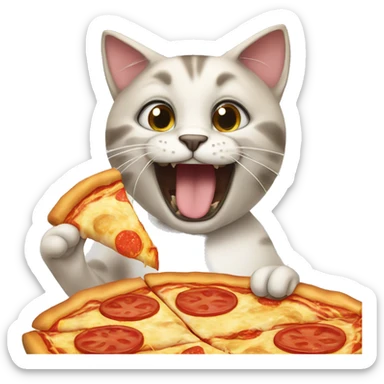 Cat eat pizza sticker