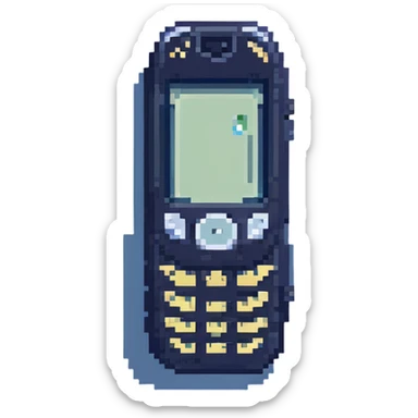 Nokia 3310 phone, pixel art style, blue color sticker