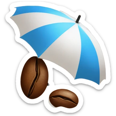 coffee bean on the beach with an umbrella sticker