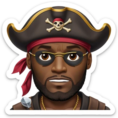lebron james wearing pirate hat and patch sticker