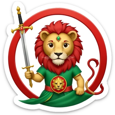 پرچم ایران که وسطش شیر و خورشید که دست شیر شمشیر sticker