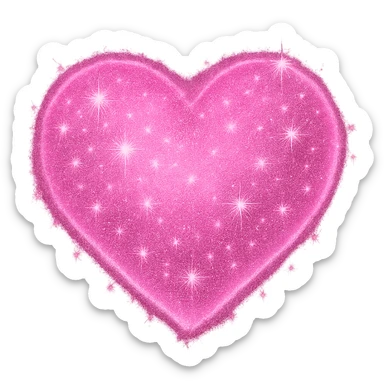 sparkling girly heart, pink and radiant sticker