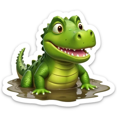 A green Shrek-crocodile hybrid swimming breaststroke in a puddle sticker