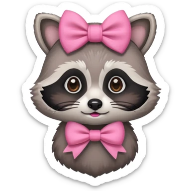 Raccoon with a pink bow sticker