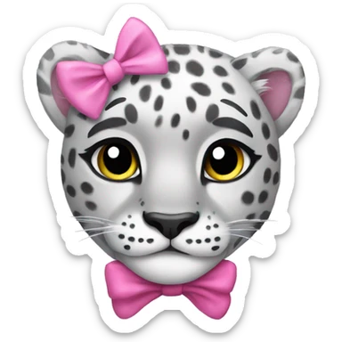 snow leopard with pink bow  sticker