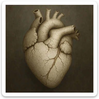 heart with a cracked porcelain effect, realistic digital art style sticker