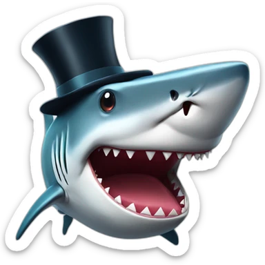 Shark with a top hat laughing  sticker