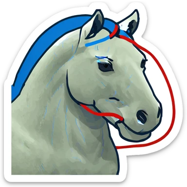 fast electric horse made of electricity, metal plates, bolts, visible blue and red wires, lightning coursing through its body sticker