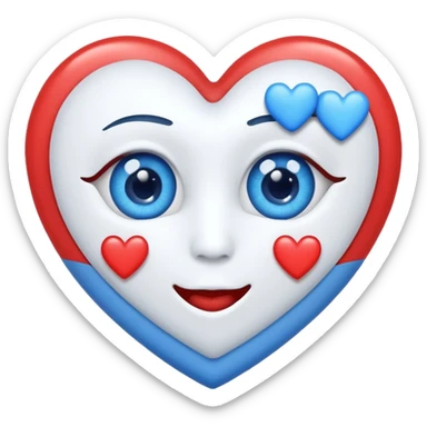 i want an heart eye emoji but with an blue and an white haert sticker