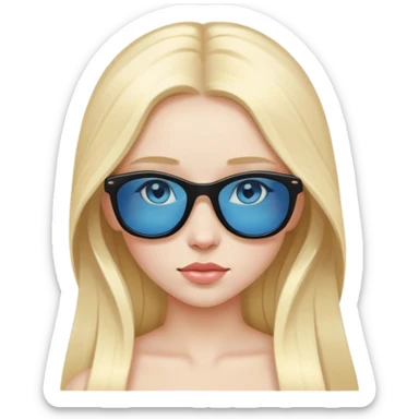 Long blond hair blue eyed pale girl with black sunglasses on top of head  sticker