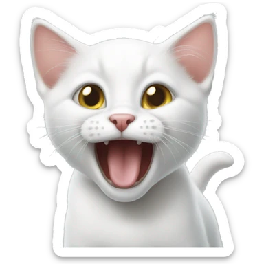 White kitten hissing  sticker