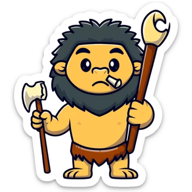caveman with a bone club and animal fur sticker