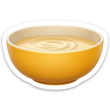 “Simple bowl emoji 🥣 in clean 3D style, smooth rounded bowl shape, light neutral bowl color, glossy plastic texture, shiny reflective surface, soft studio lighting, subtle highlights, minimal cereal/porridge inside with smooth surface, cute emoji proportions, ultra-polished 3D look,  sticker
