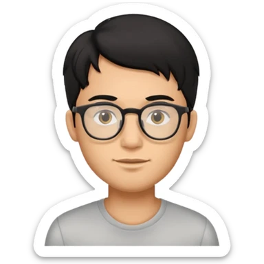 Black haired male with eyeglasses sticker