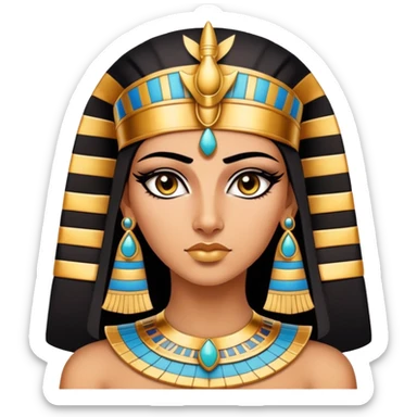 Cleopatra, Egyptian pharaoh with headdress and eyeliner sticker