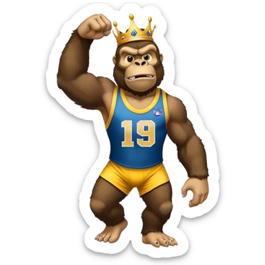 king kong  wearing afl eagles sleeveless jersey blue and yellow  sticker