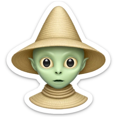 ancient alien with conical hat, white sticker