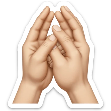 a pair of hands cracking their knuckles, by interlacing fingers, rotating the hands, and extending sticker