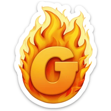 Make a 3d emoji of the word T with fire sticker