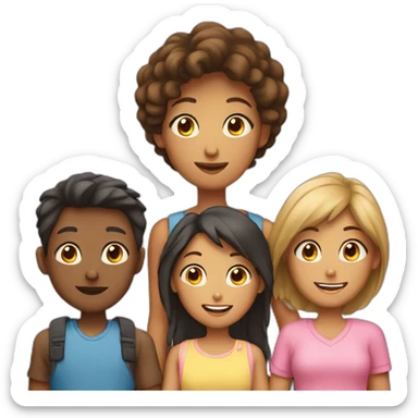 family of 3 mother and teengaers boy and girl sticker