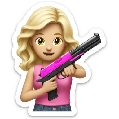 realistic blonde girl holding a pink gun sticker