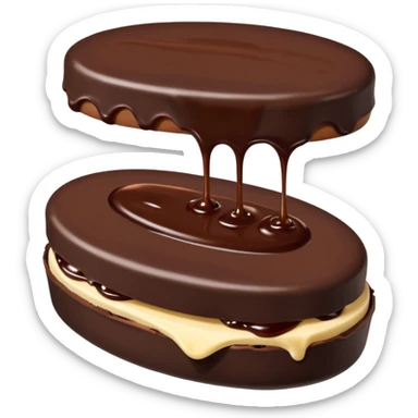 Chocolate covered Baltic curd snack with jam sticker