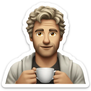 cool solo portrait of male drinking tea sticker