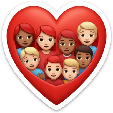 big heart with several small child figures inside sticker
