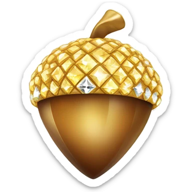 sparkling diamond Acorn like diamond with stem made of gold sticker