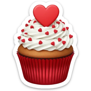 Valentine’s Day themed cupcake with white icing and sprinkles sticker